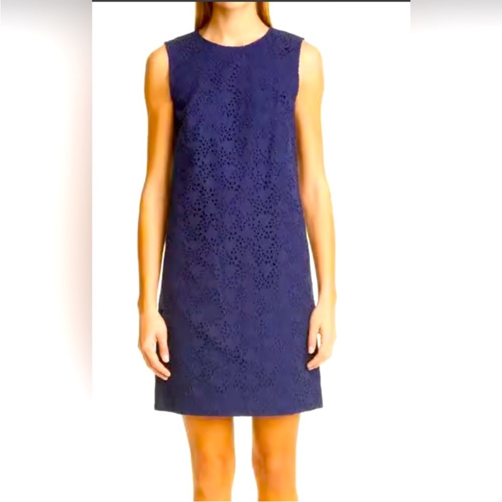 Gap Navy Blue Floral Eyelet Embroidered Shift Dress XL Cotton
